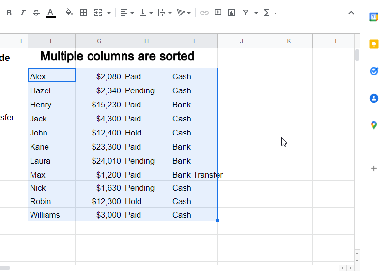 how to sort columns in google sheets f2.7