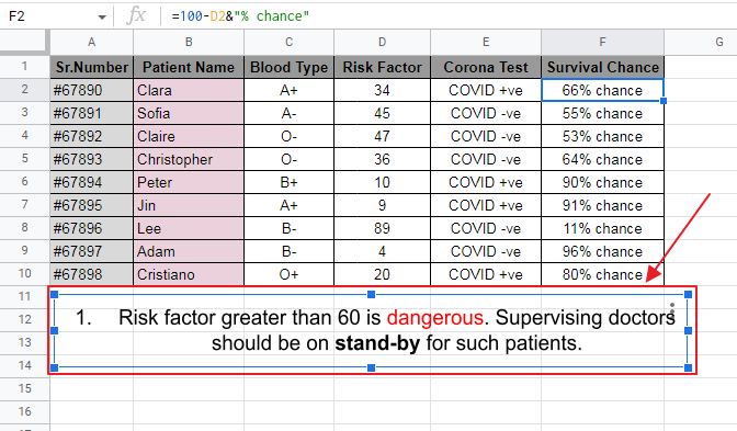 How to add text in Google Sheets 15