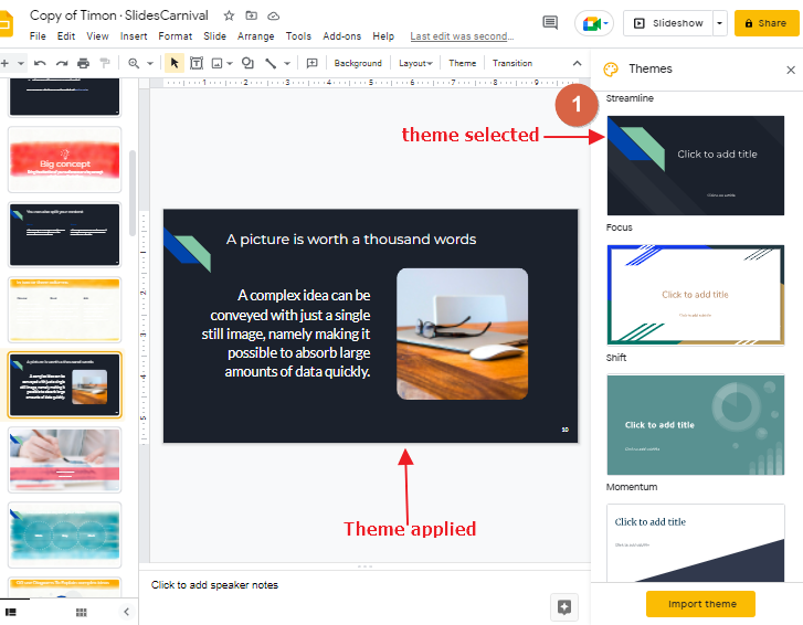 How to change theme colors in google slides 11