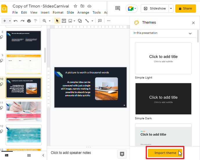 How to change theme colors in google slides 12