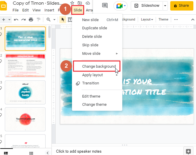 How to change theme colors in google slides 14