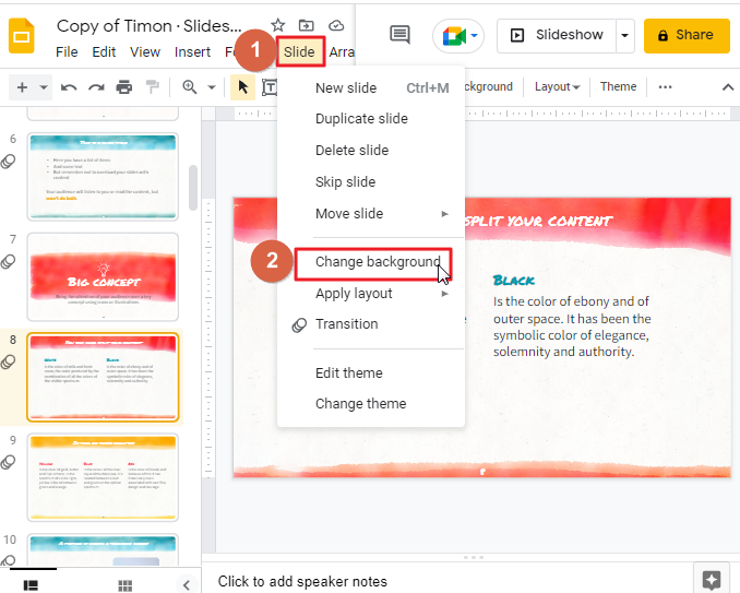 How to change theme colors in google slides 19