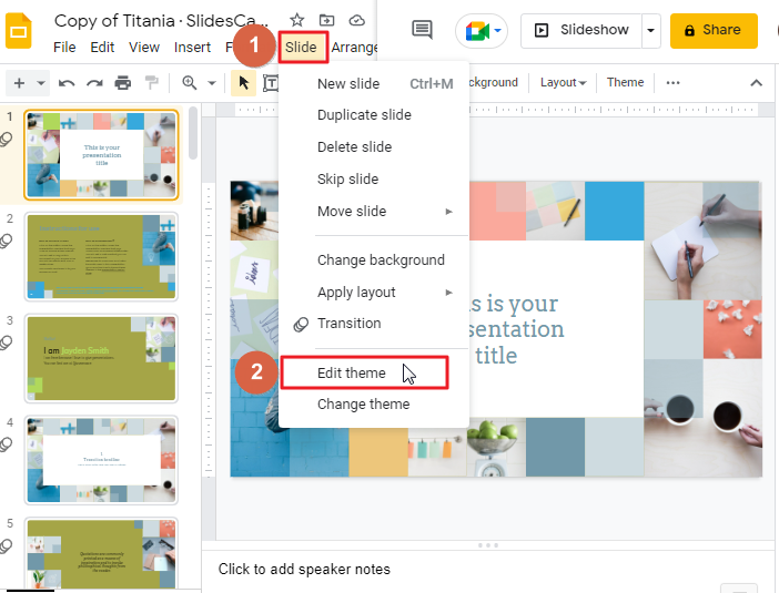 How to change theme colors in google slides 2