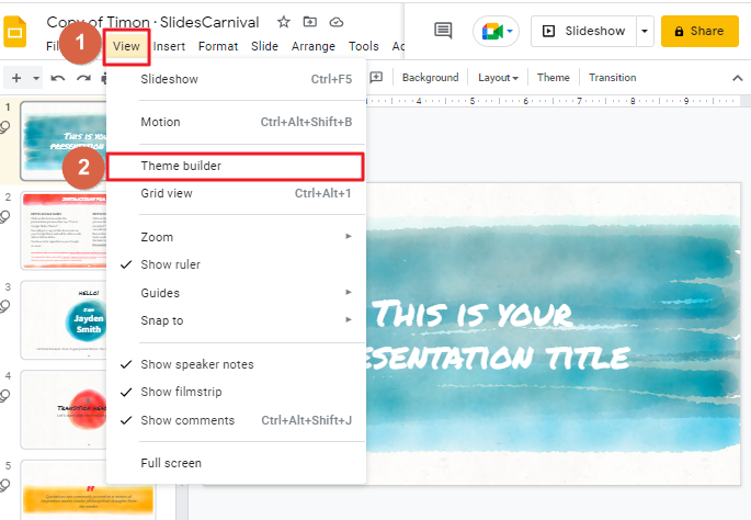 How to change theme colors in google slides 33