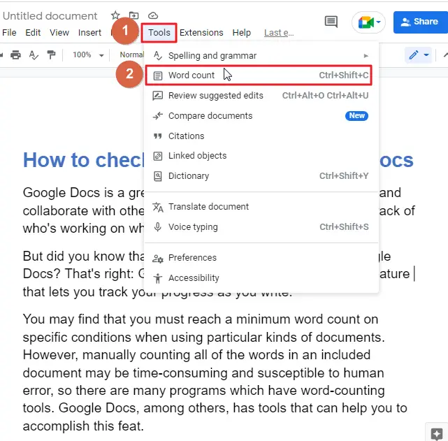 How to check word count in google docs 10