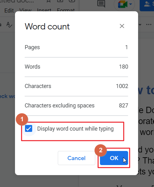 How to check word count in google docs 11