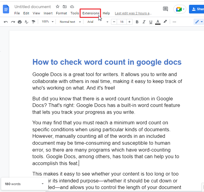 How to check word count in google docs 15