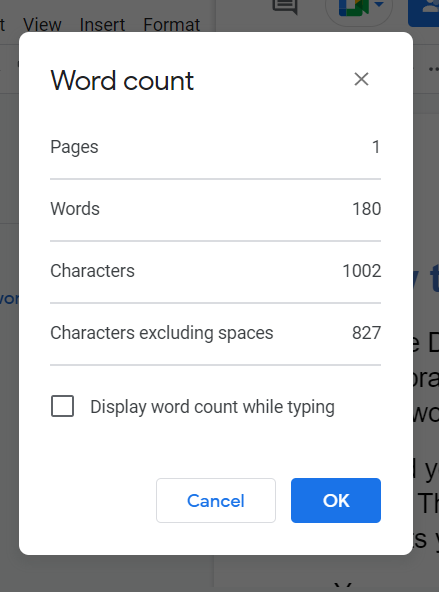 How to check word count in google docs 3
