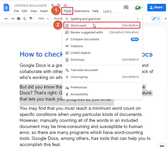 How to check word count in google docs 7