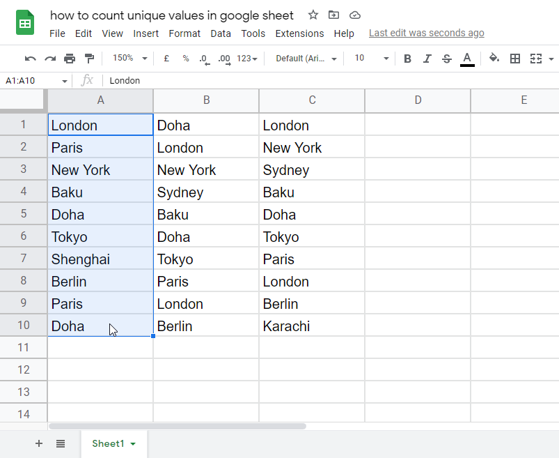 How to count unique values in google sheets 1