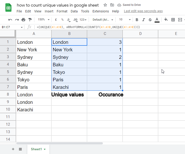 How to count unique values in google sheets 15
