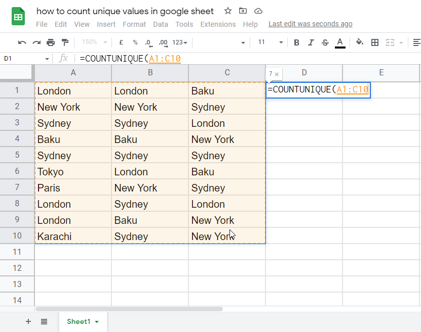 How to count unique values in google sheets 20