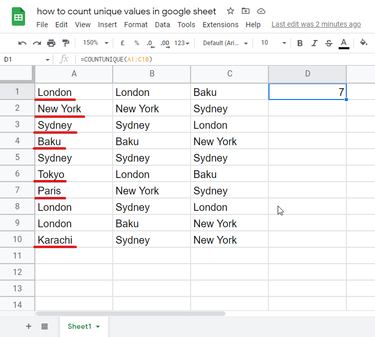 How to count unique values in google sheets 22