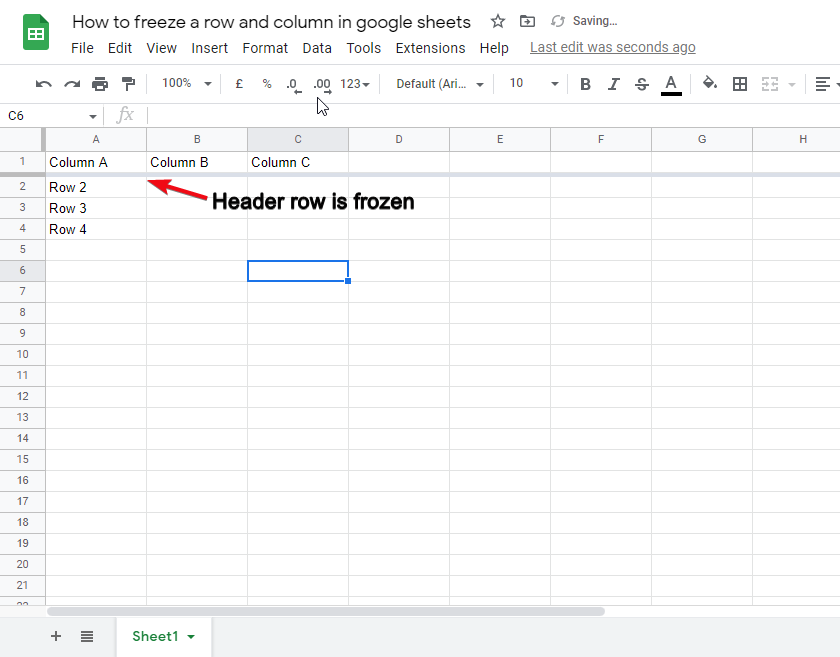 How to freeze a row and column in google sheets 15