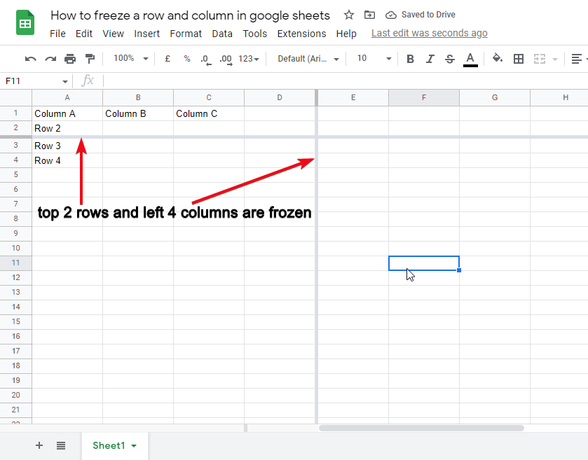 How to freeze a row and column in google sheets 19
