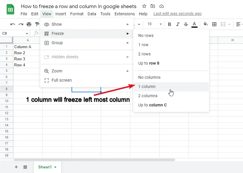 How to freeze a row and column in google sheets 21