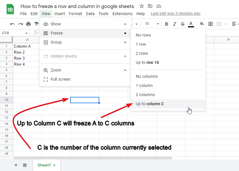 How to freeze a row and column in google sheets 23