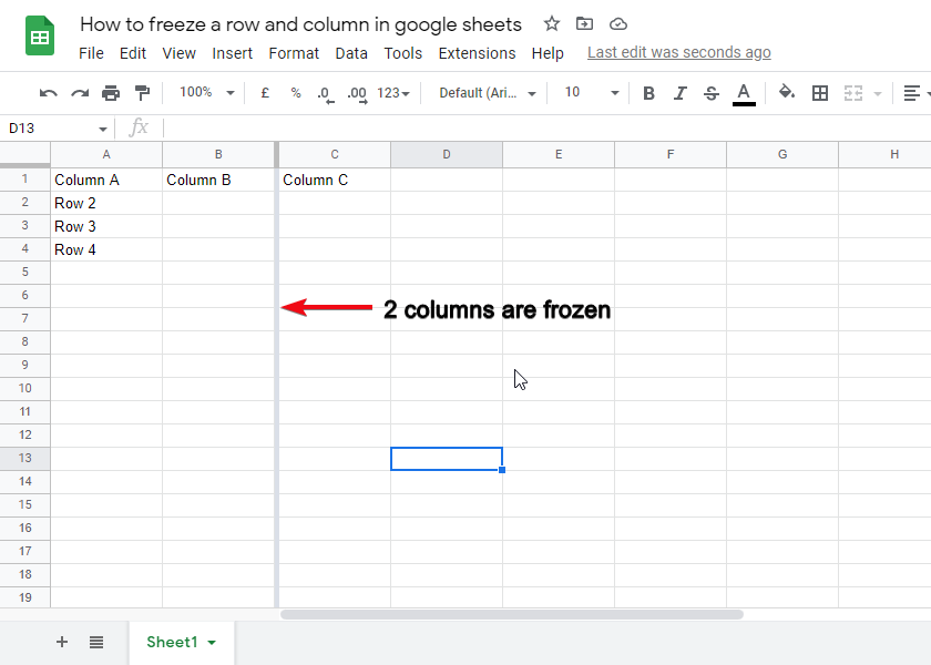 How to freeze a row and column in google sheets 25