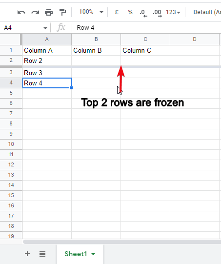 How to freeze a row and column in google sheets 8