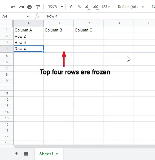 How to freeze a row and column in google sheets 9