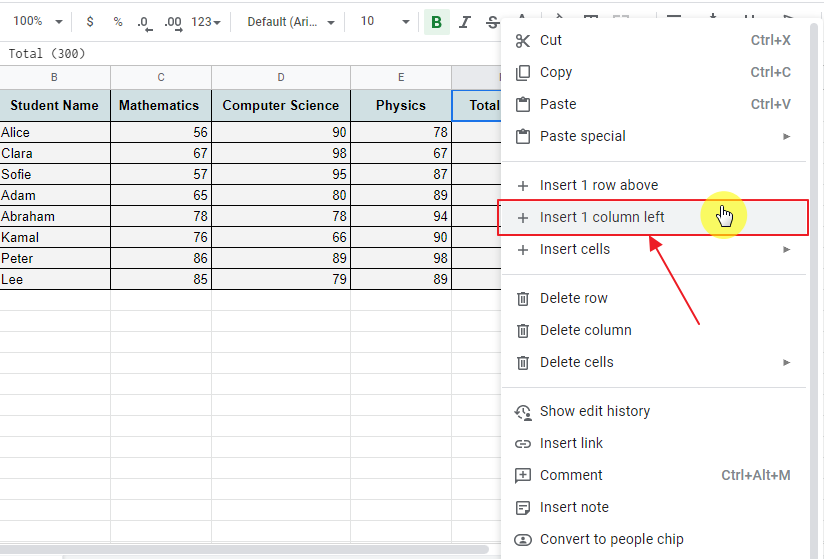 How to insert columns in google sheets 9