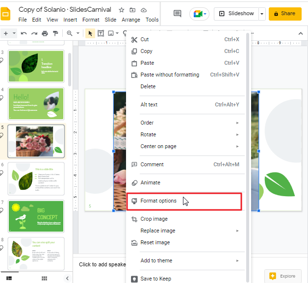 How to make an image transparent in google slides 3