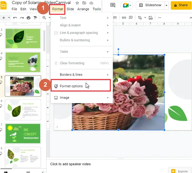 How to make an image transparent in google slides 4