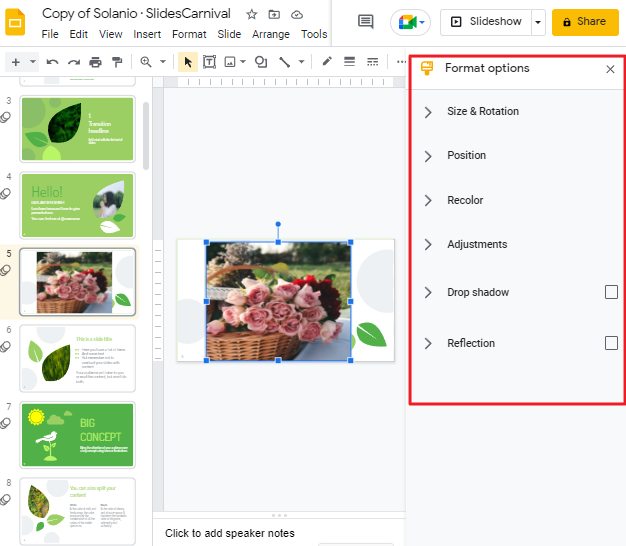 How to make an image transparent in google slides 5