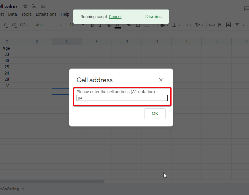 How to pull cell value from google sheets api 35