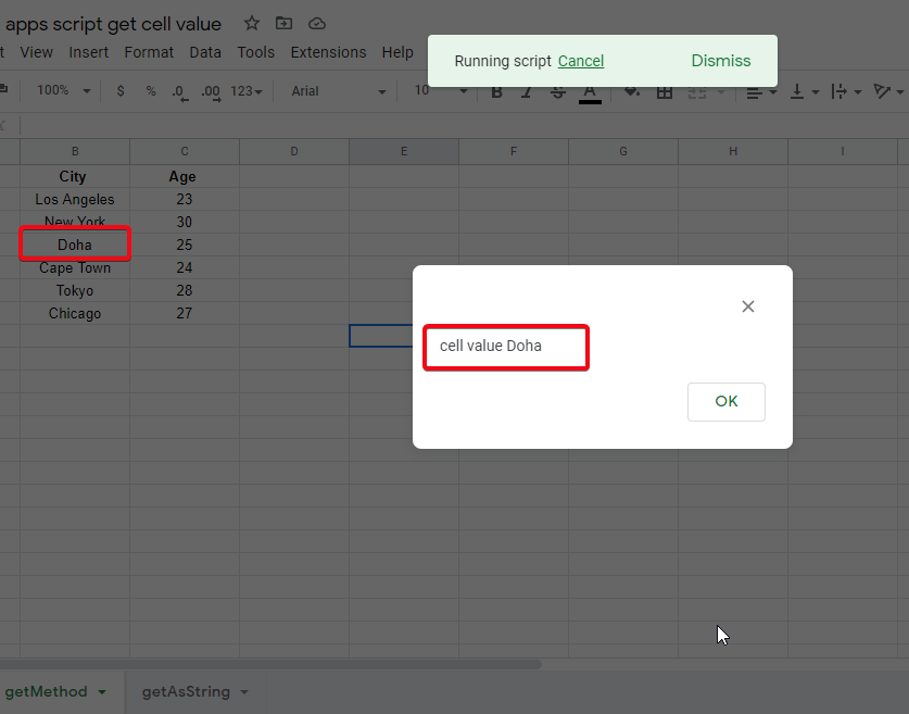 How to pull cell value from google sheets api 36
