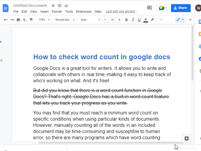 How to strikethrough in google docs 2