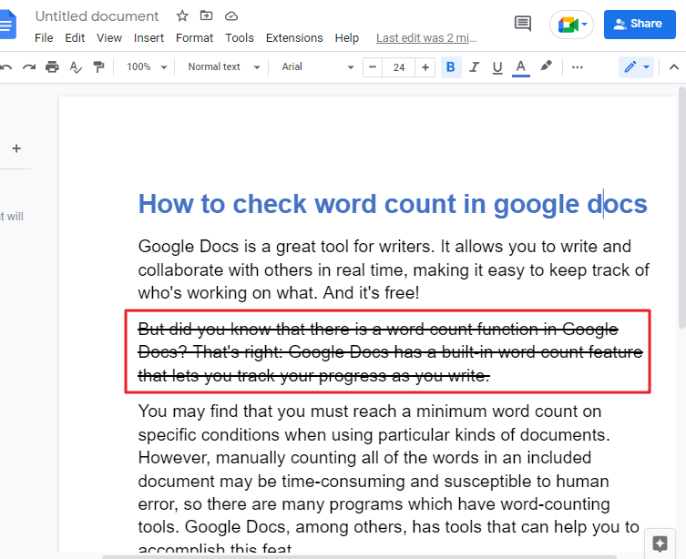 How to strikethrough in google docs 5