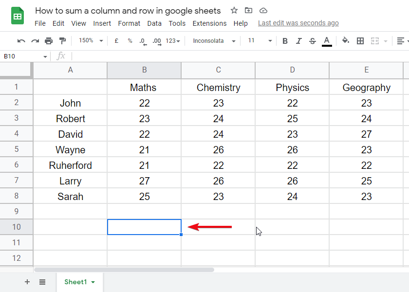 How to sum a column and row in google sheets 13