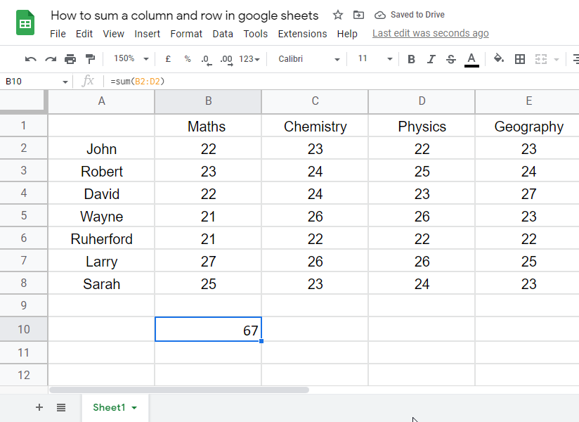How to sum a column and row in google sheets 18