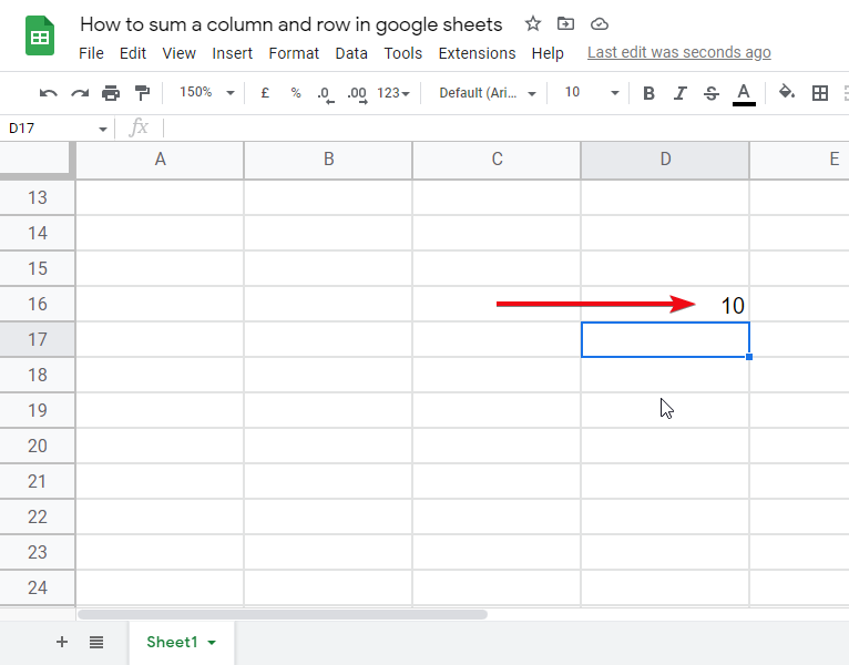 How to sum a column and row in google sheets 2