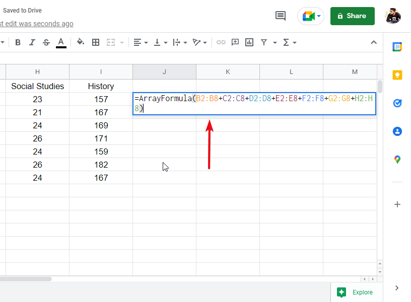 How to sum a column and row in google sheets 20