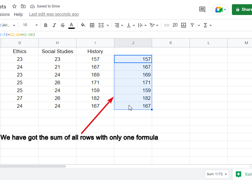 How to sum a column and row in google sheets 21