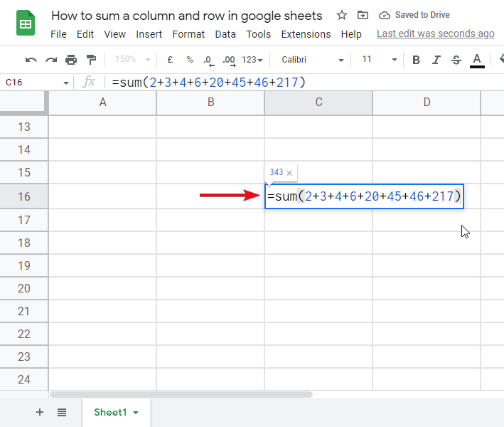 How to sum a column and row in google sheets 3