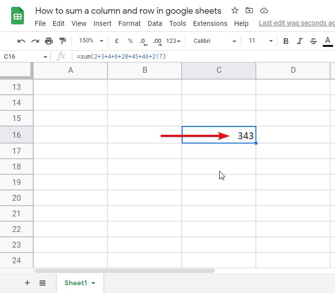 How to sum a column and row in google sheets 4