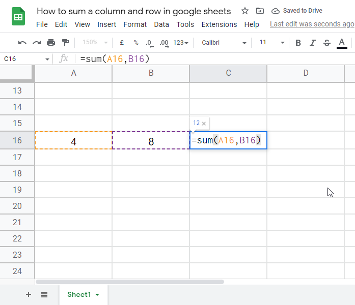 How to sum a column and row in google sheets 5