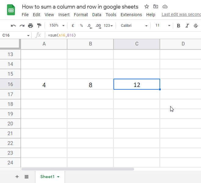 How to sum a column and row in google sheets 6