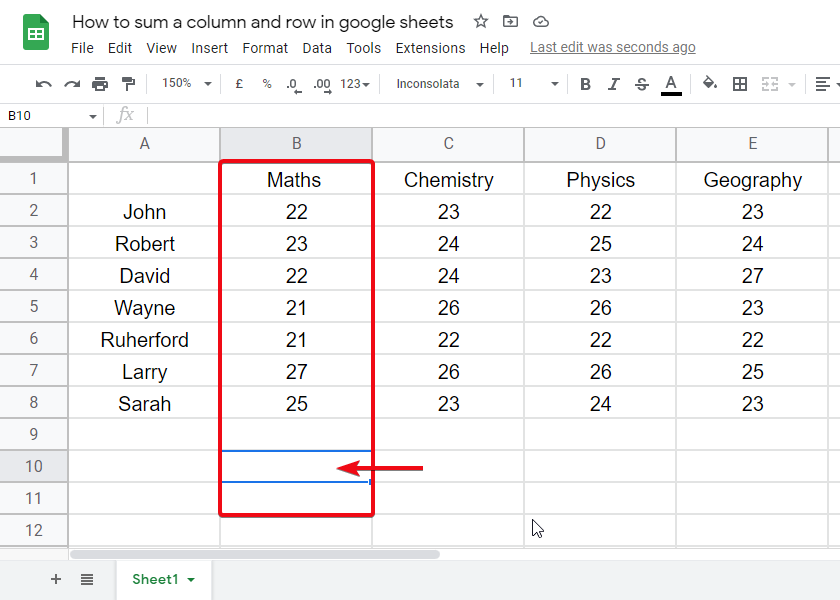 How to sum a column and row in google sheets 9