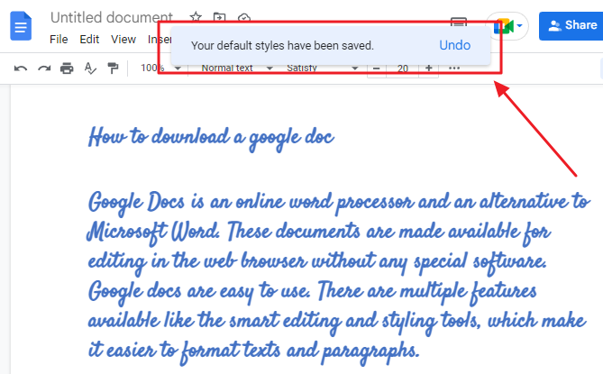 How to change default font in google docs 9