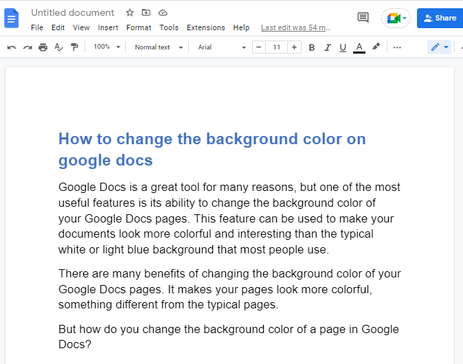 How to change the background color on google docs 1