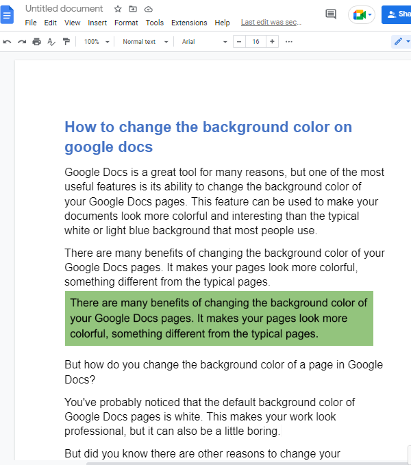 How to change the background color on google docs 16