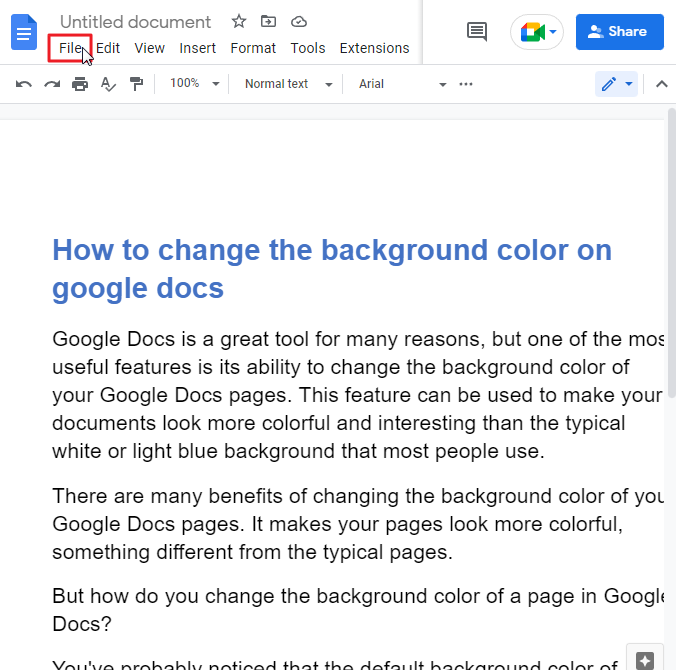 How to change the background color on google docs 2