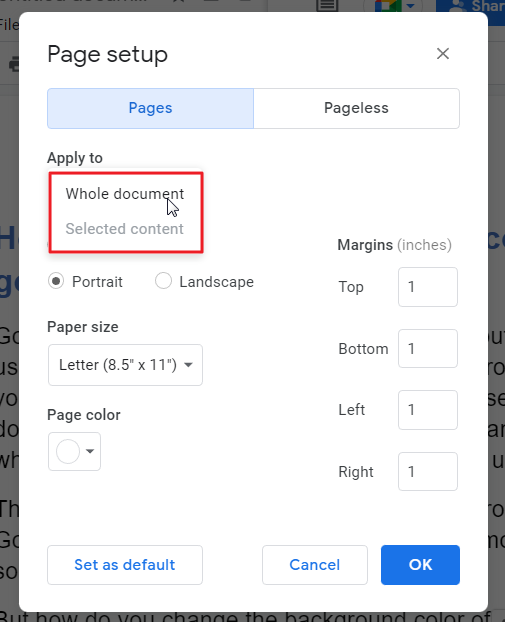 How to change the background color on google docs 20