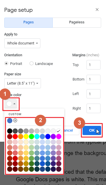 How to change the background color on google docs 21
