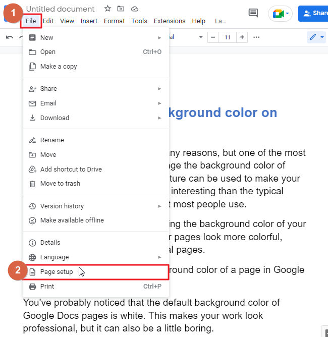 How to change the background color on google docs 3