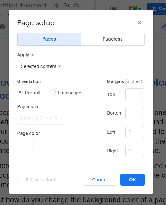 How to change the background color on google docs 4